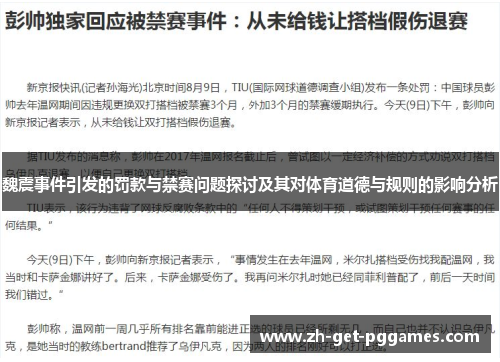 魏震事件引发的罚款与禁赛问题探讨及其对体育道德与规则的影响分析