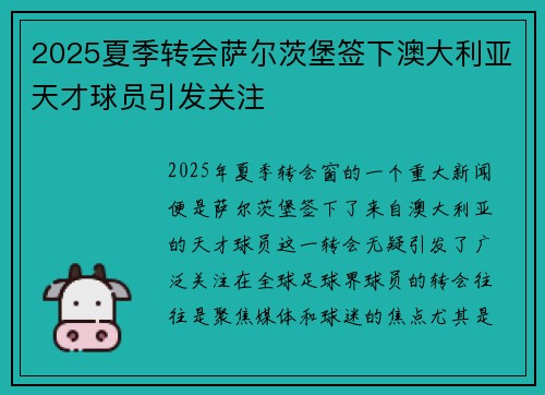 2025夏季转会萨尔茨堡签下澳大利亚天才球员引发关注